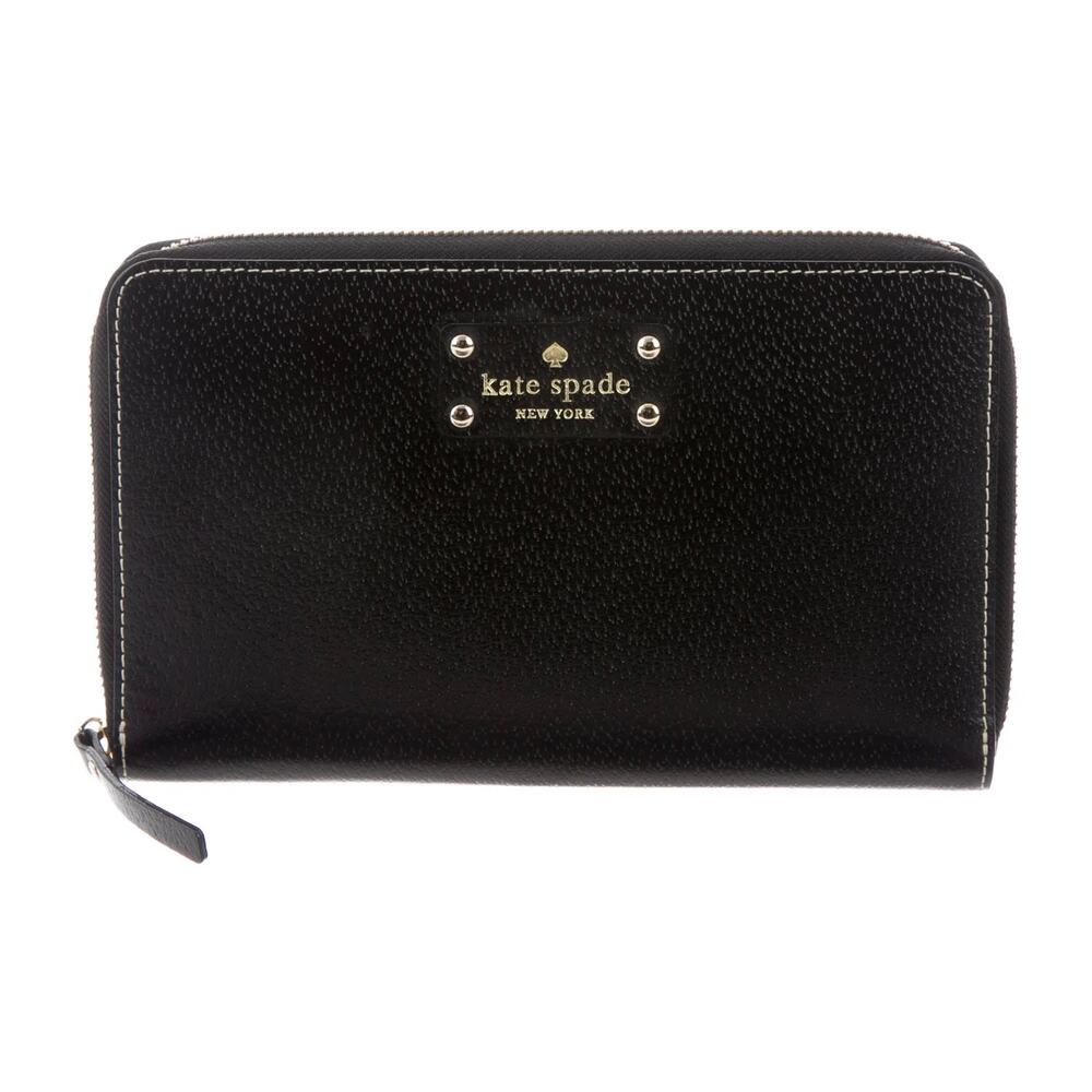 EUC Kate Spade Wellesley Neda Black Leather Zip Around Clutch Wallet